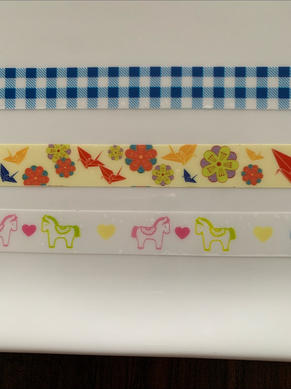 PET Washi Tape Set - Blue Gingham & Yellow Origami Floral, Horse
